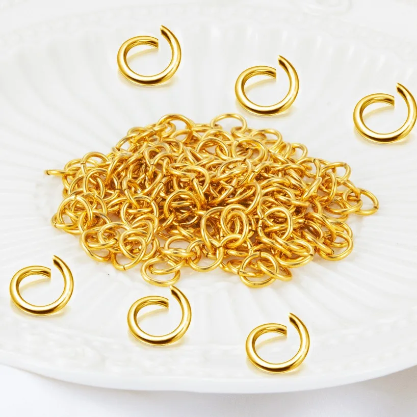 PVD Jewelry Findings 200pcs per bag stainless steel open loop ring DIY accessories gold plated jump ring