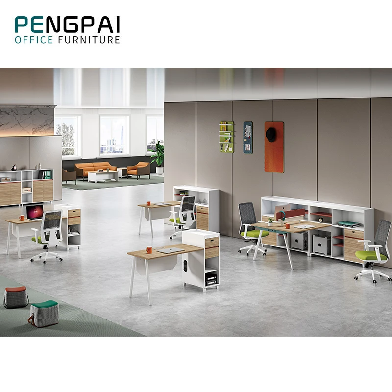 Modern open modular 4 person workstation office desk furniture design work office staff table workstation