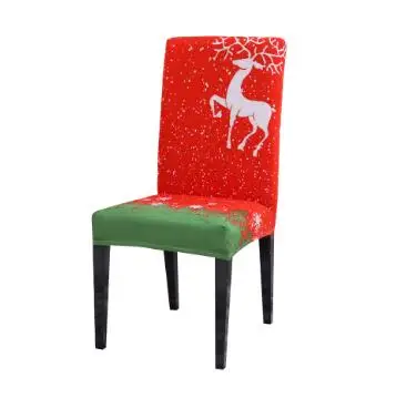 600364 Removable Washable Printed  Dining Chair Cover Soft Spandex Fabric Christmas Chair Cover for Home Decor