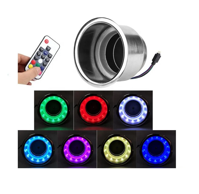 Подстаканник для напитков из нержавеющей стали 3 светодиода RGB пульт дистанционного управления МОРСКОЙ