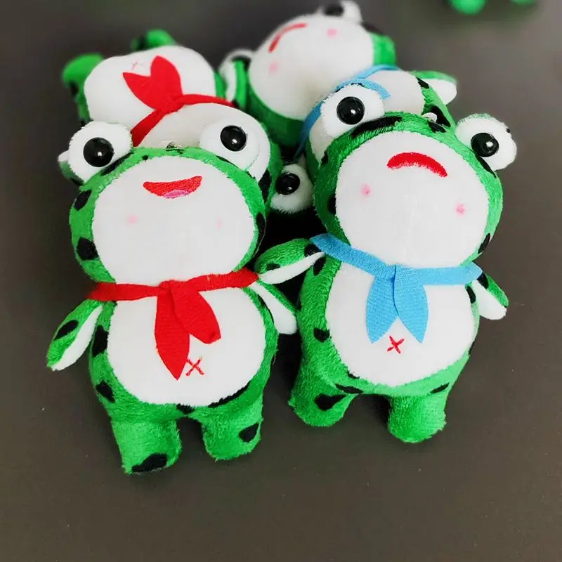 Cartoon Frog Plush Keychain Creative Student Schoolbag Pendant Soft Cotton Cloth Cute Design Perfect Pair of Net Red Small Gifts