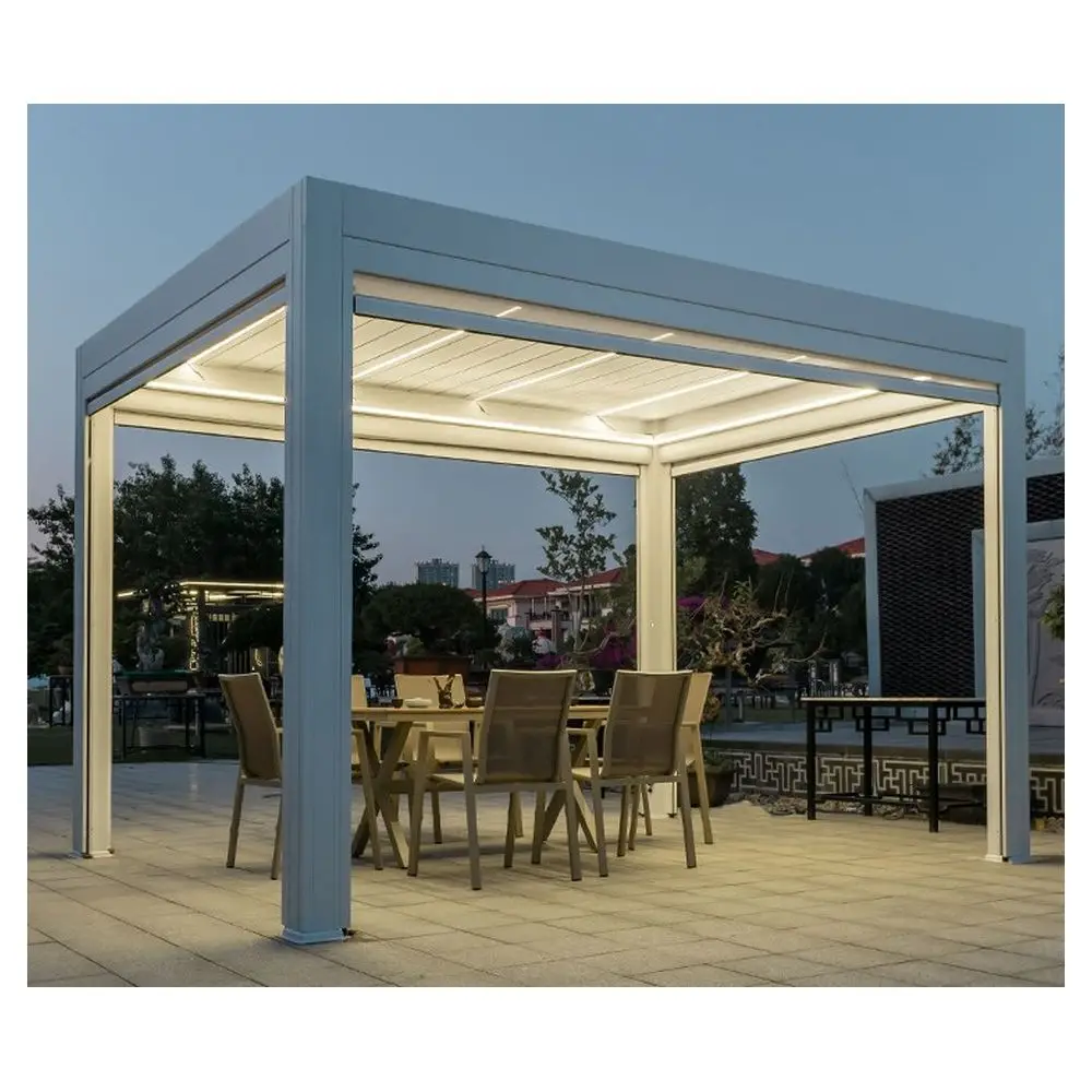 Optima Wholesale Aluminum Pergola with Sliding Glass Window Pergola Aluminum Rot Proof Aluminum Louver Wayside Pergola