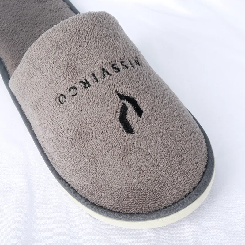 Wholesale Velour Hotel Waffle  Custom Bathroom Slippers With Logo Disposable Soft Slipper For Hotel And Spa