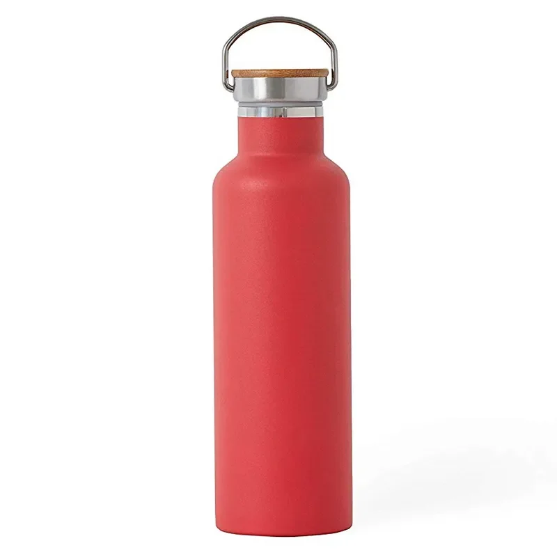 Free Sample Double Wall Stainless Steel Vacuum Hydro Sports Flask Outdoor Insulated Wide Mouth Water Bottle With Bamboo Lid