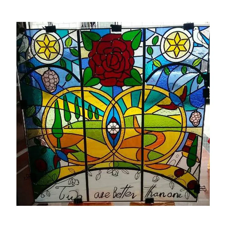 Customized professional church glass window panel room divider color stained glass