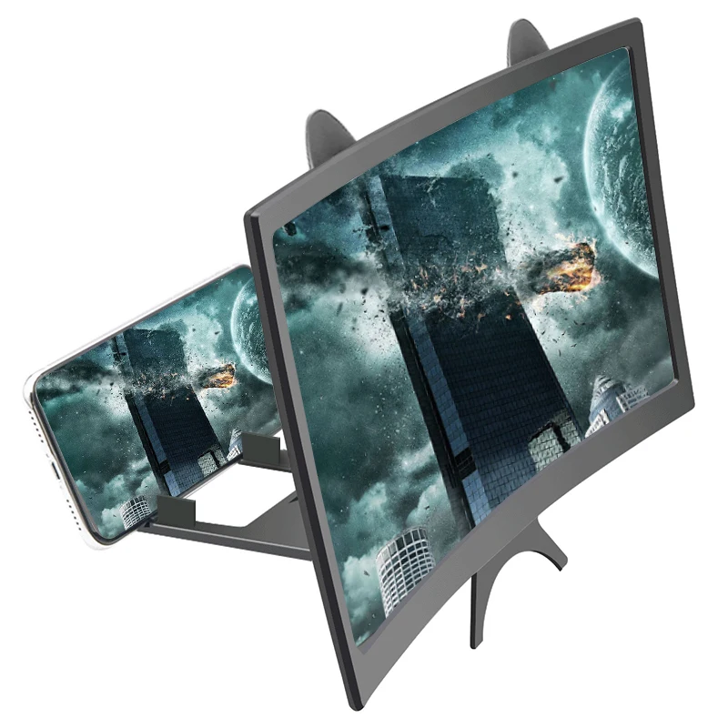 Mobile phone screen amplifier 12 inch curved screen amplifier 3D HD screen creative multifunctional lazy mobile phone holder