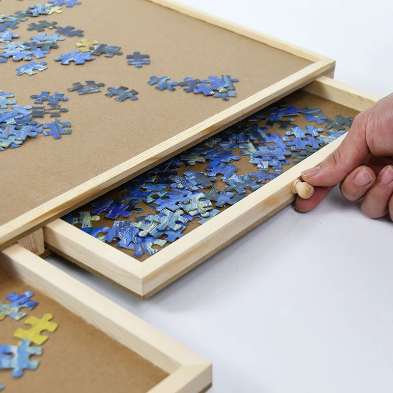 Practical High Quality Education Toys Wooden Children Toys 6 Drawers Jigsaw Wooden Puzzle Table Pine Wood Educational Toy