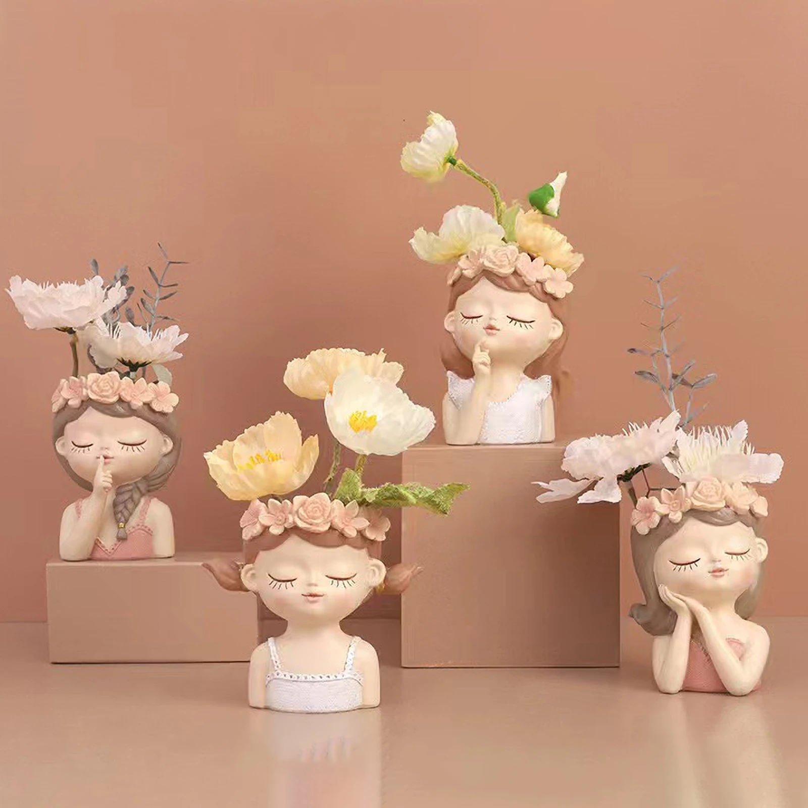 Fengzhi Factory Creative Modern Style Fairy Resin Tabletop Small Flower Pot Micro Landscape Green Plant Ornaments