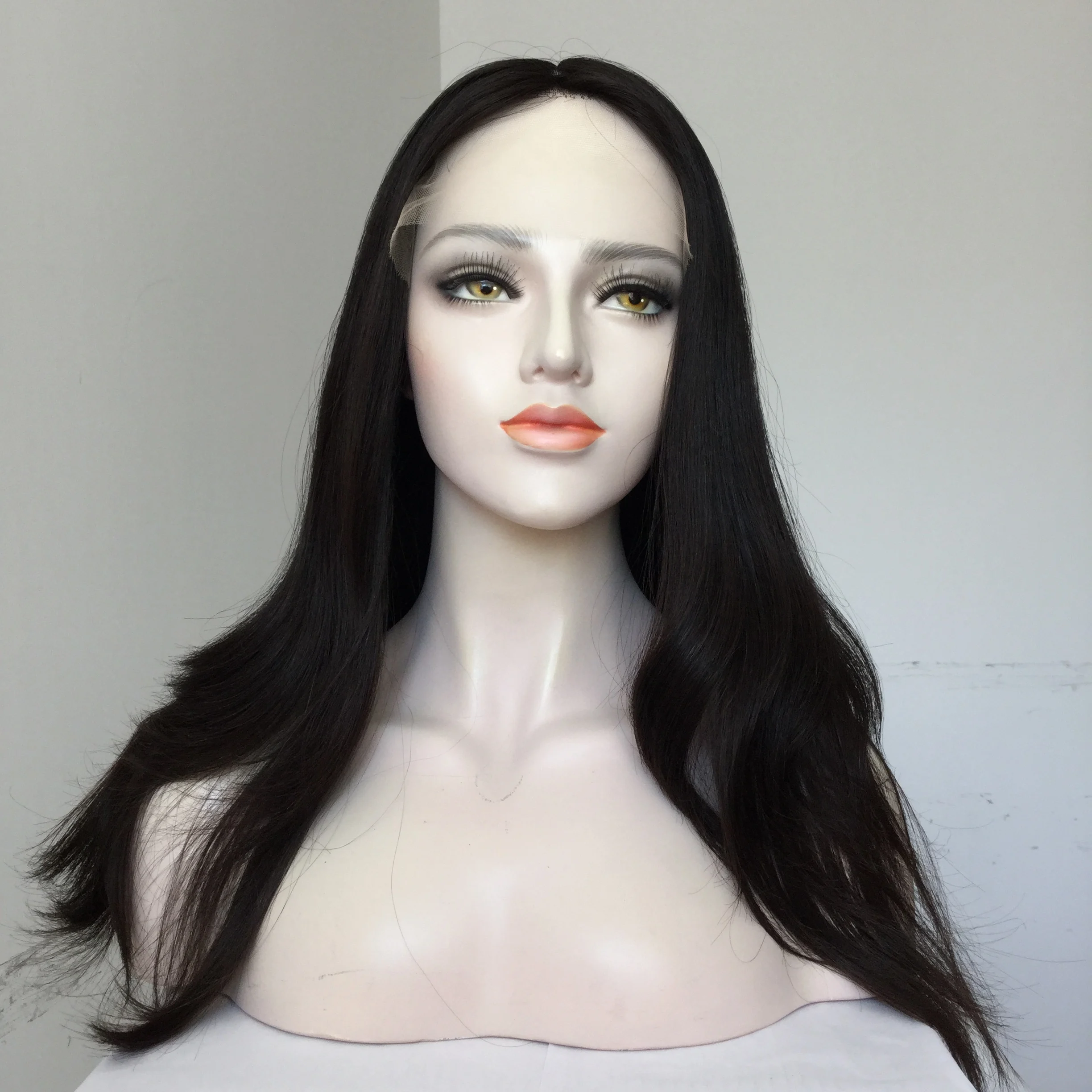 LBW Wholesale Price High Quality  Big Layer  Natural Color Swiss Lace Front 4*4 Skin Top Jewish Lace Front Wig