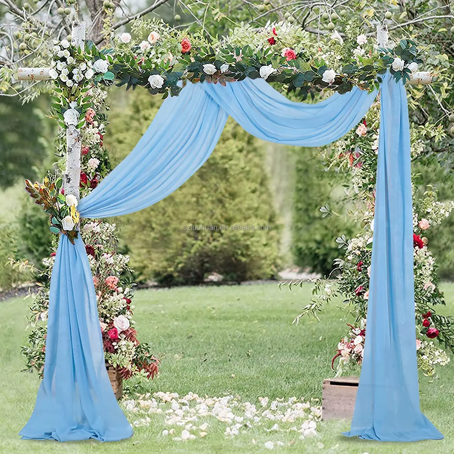 Sky Blue Chiffon Church Curtains Backdrop Decoration Church Curtains Backdrop Decoration Wedding Arch Backdrop
