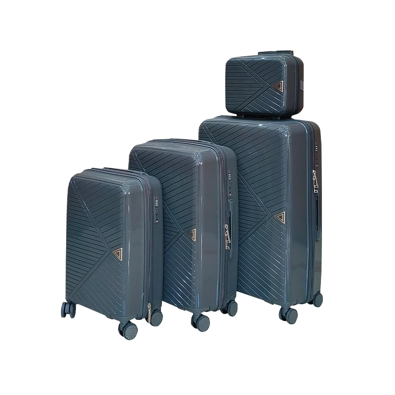 Marksman  Popular PP Luggage Sets Hot Sale Metallic Suitcase 4 Wheels Spinner Caster Zipper High Quality Long Distance Travel