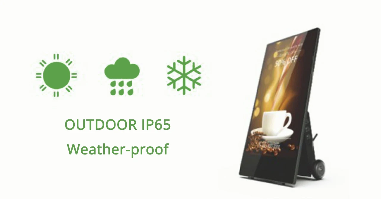 32 43 55 inch 1500nit high brightness outdoor portable movable battery LCD Display screen poster