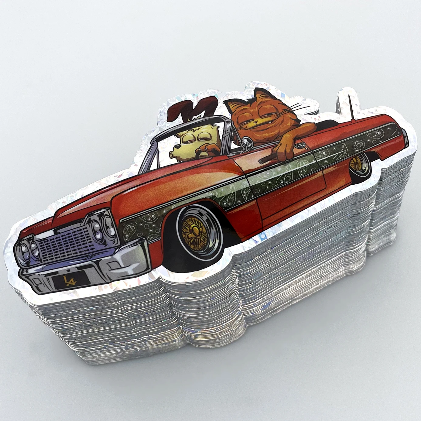 Custom Printing Weatherproof Crackle Laser Holographic PP outdoor Sticker Car Bupmper Die Cut Sticker