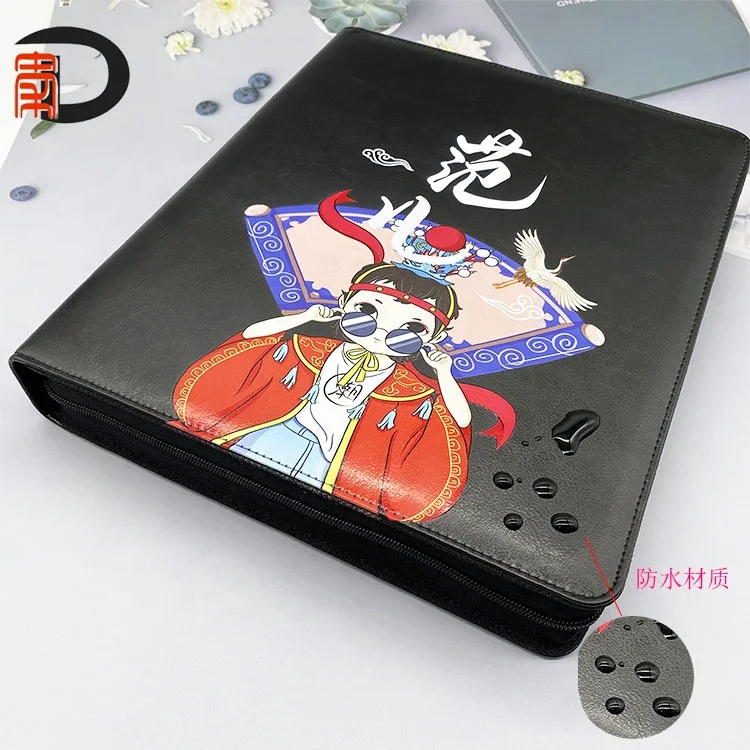 PU Leather Waterproof A4 Photo card Album 9 Pocket Business card book with zipper pocket binder sleeves