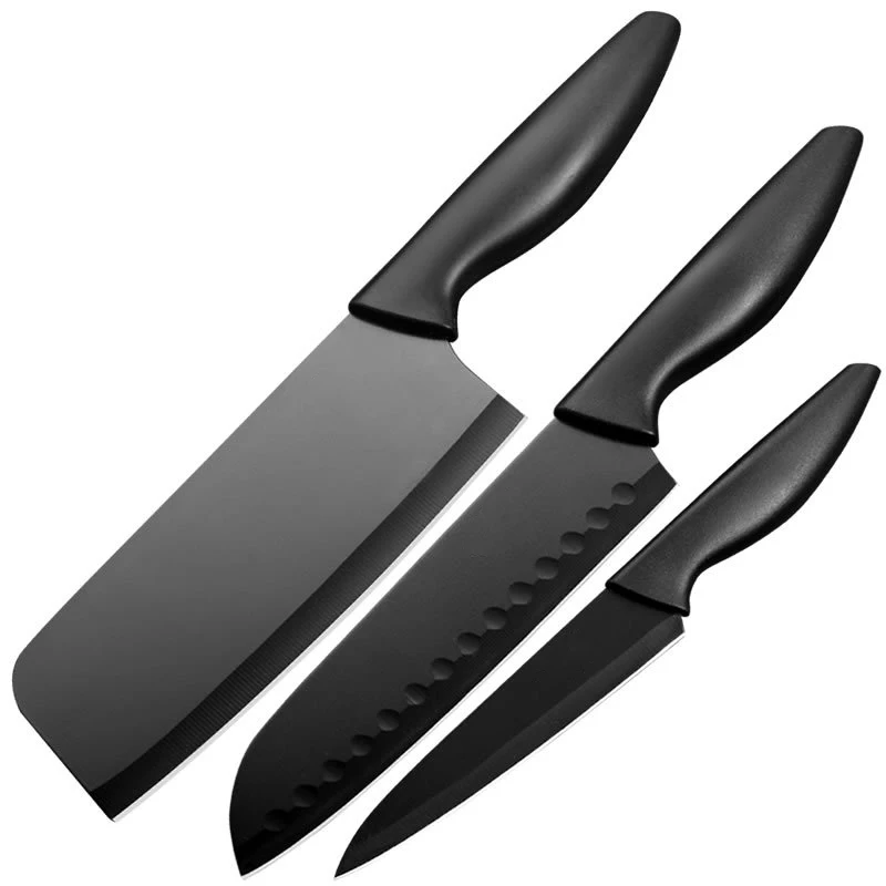 Wholesale Stainless Steel Kitchen Chef Knife Set 3 Pcs Black Kitchen Cheese Knife Sets For Home