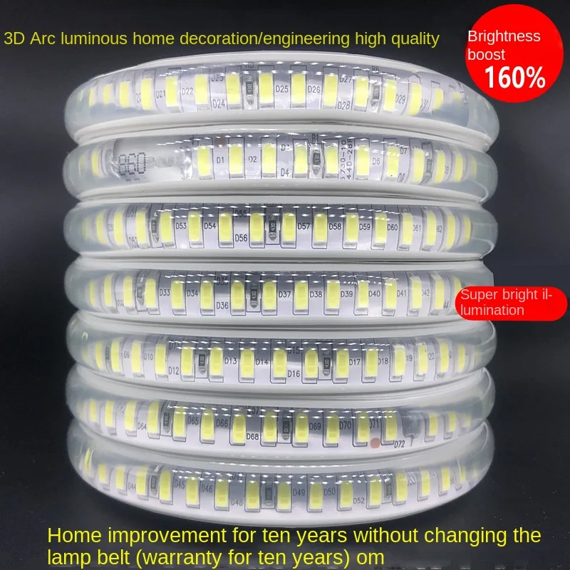 Led flexible strip light 220V SMD2835 double row 156LEDS/M led strip ed strip light/led light strip without Plug Waterproof