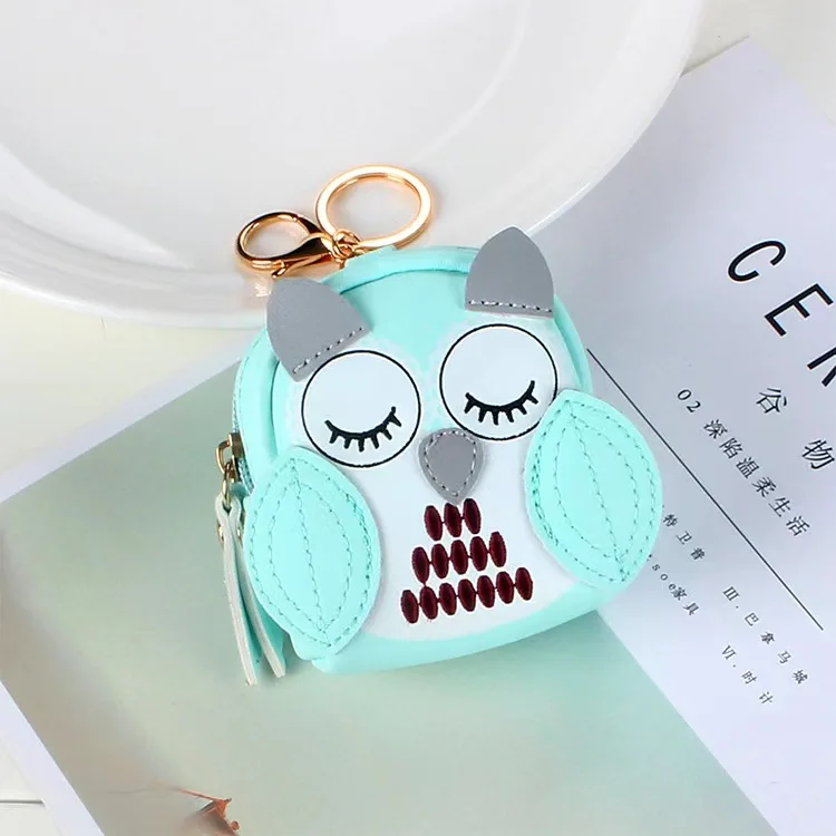 Cute Owl Small Bag Women PU Leather Coin Purses Fashion Jelly Handbag Girls Coin Card Holder For Kids Purses Keychain