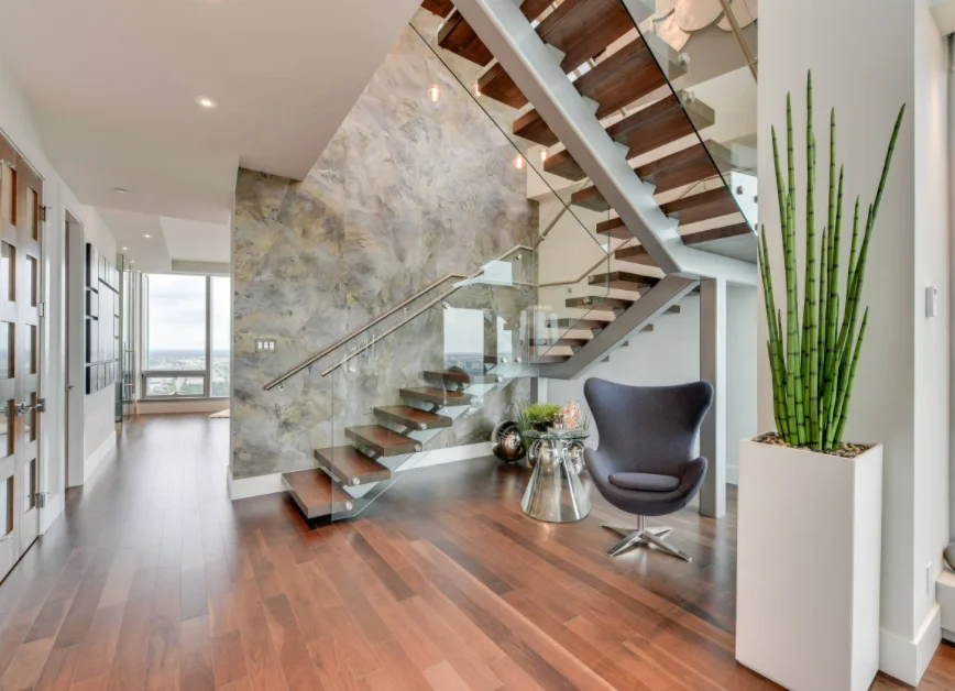 VIKO Modern Led Wooden Stairs Mono Stringer Staircase