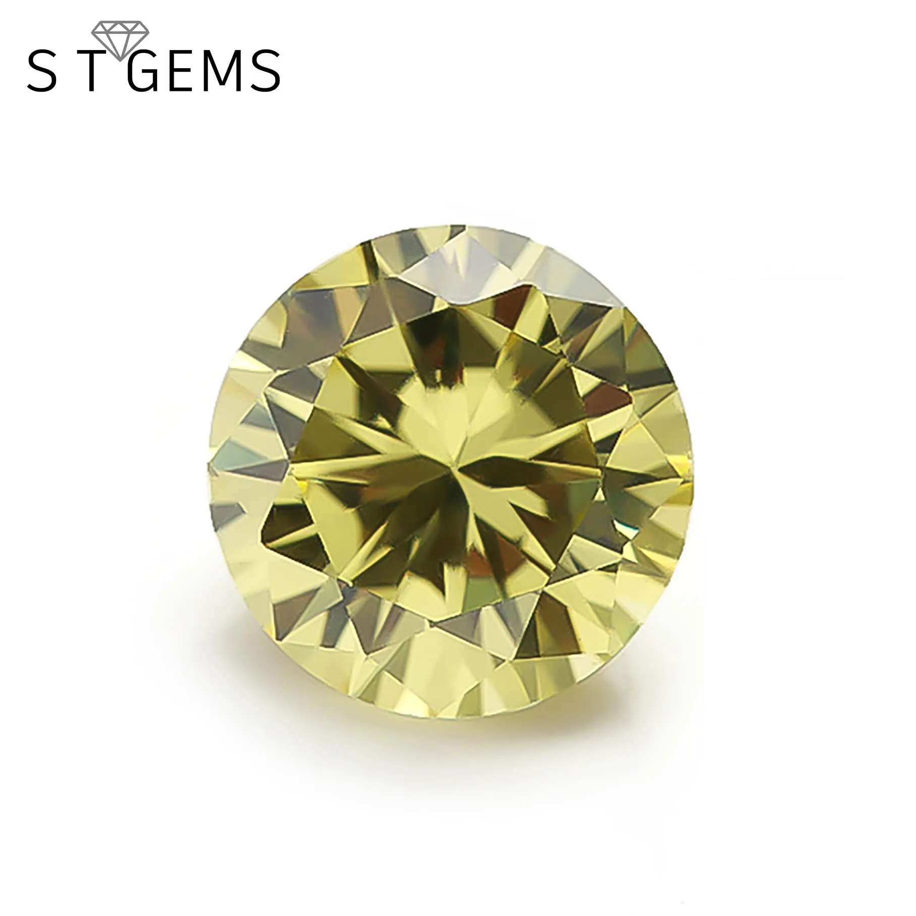 Luxury 4mm Olive Cubic Zirconia Round Brilliant Cut CZ Stone For Sale