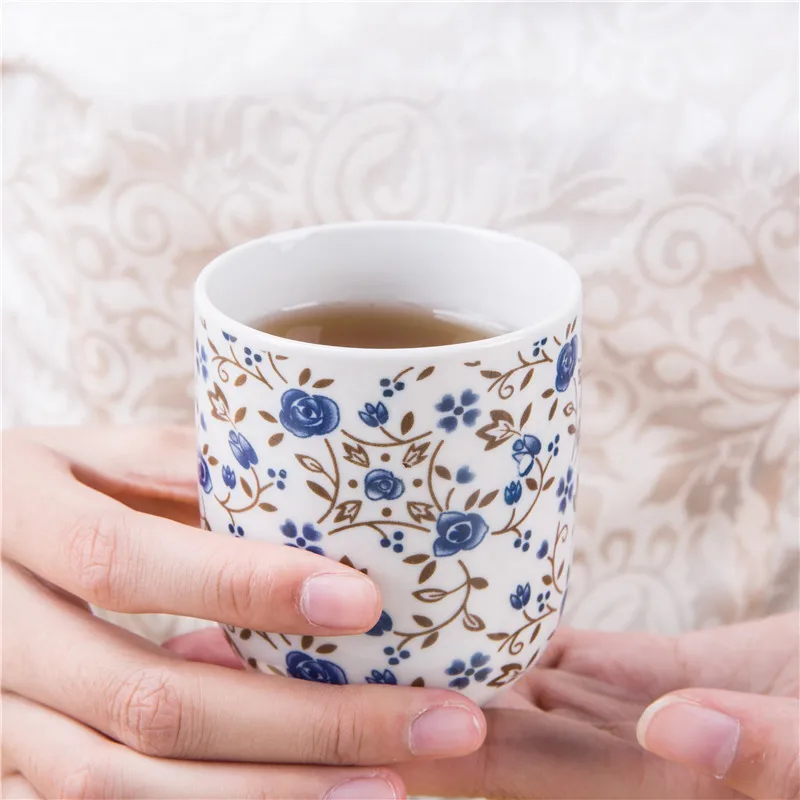 Japanese Style Tea Cup Pot Set Printed Teapot With Tea Stainer Ceramic China Tea Set
