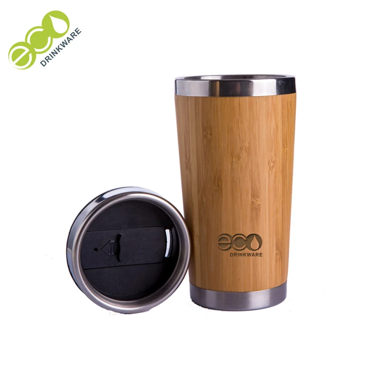 GB8020 Customized  450ML/16OZ Natural BPA free no mininum Stainless Steel bamboocoffee mug tumbler