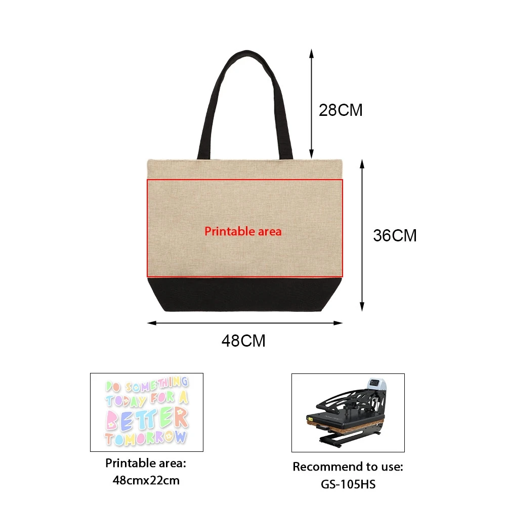 Wholesale Linen Diy Sublimated Printing Transfer Large Sublimation Tote Bag Blank With Zipper