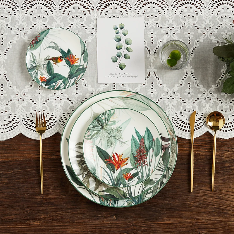 Wholesale Round Bone China Dinner Serving Dishes Set New Wedding And Restaurant Decoration Charger Plate
