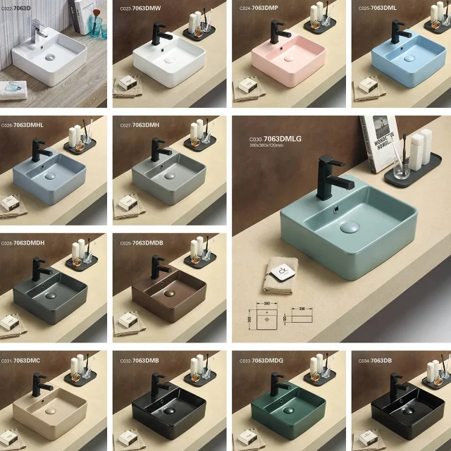 78105MLG sanitary ware rectangular basin vanity top living room ceramic matte  blue green bathroom sinks