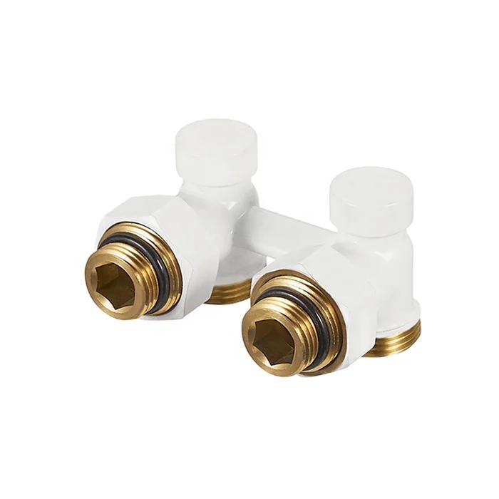 Brass Angled H Block Radiator Valves For Underfloor Heating Radiator For Thermostatic Head Fitted BJ36002- J