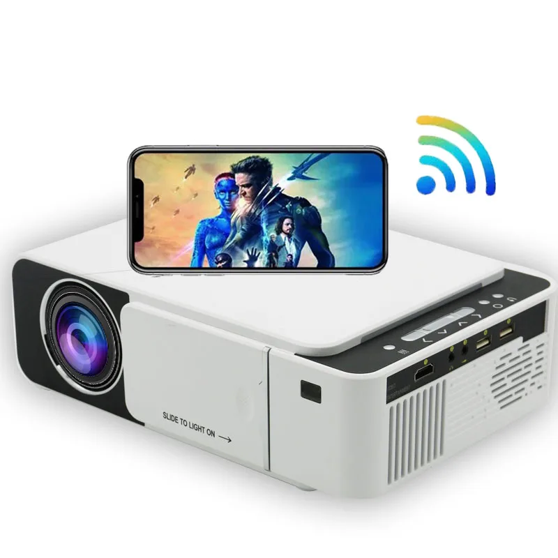 
T5 WIFI projector mini portable cell video beamer screen mirroring WIFI display HD LED LOGO projector 