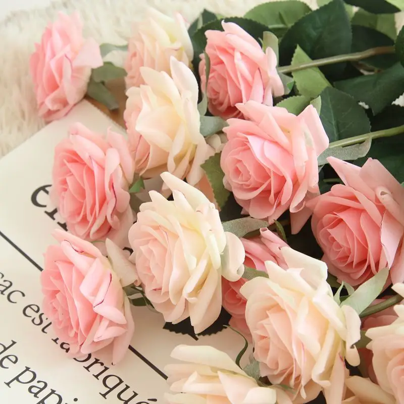 High Quality Real Touch Roses Latex Rose Single Stem Flowers Looks Real peony artificial flower