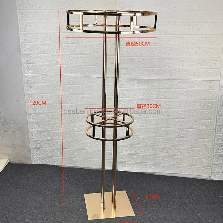 Wholesale Hot Sale Event Wedding Centerpieces Tall Gold Mirror Pillar Flower Stand