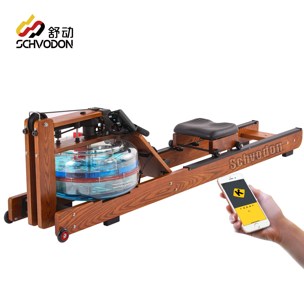 Schvodon wood water resistance rowing machine rowing exercise machine water rower home gym rowers for cardio training