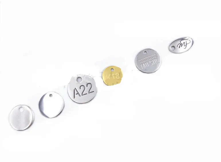 Cheap Stainless Steel Round Charms Printable LOGO Custom Logo Engraved Tags Charm For Jewelry Making