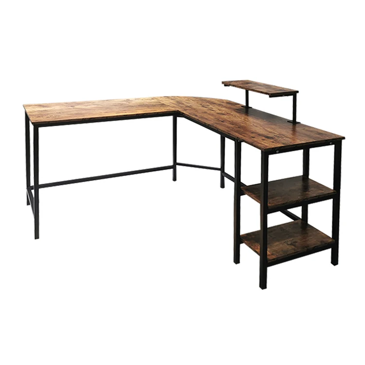 Деревянная мебель для дома и офиса Greatway, L-образный компьютерный стол с дизайном книжной полки для хранения