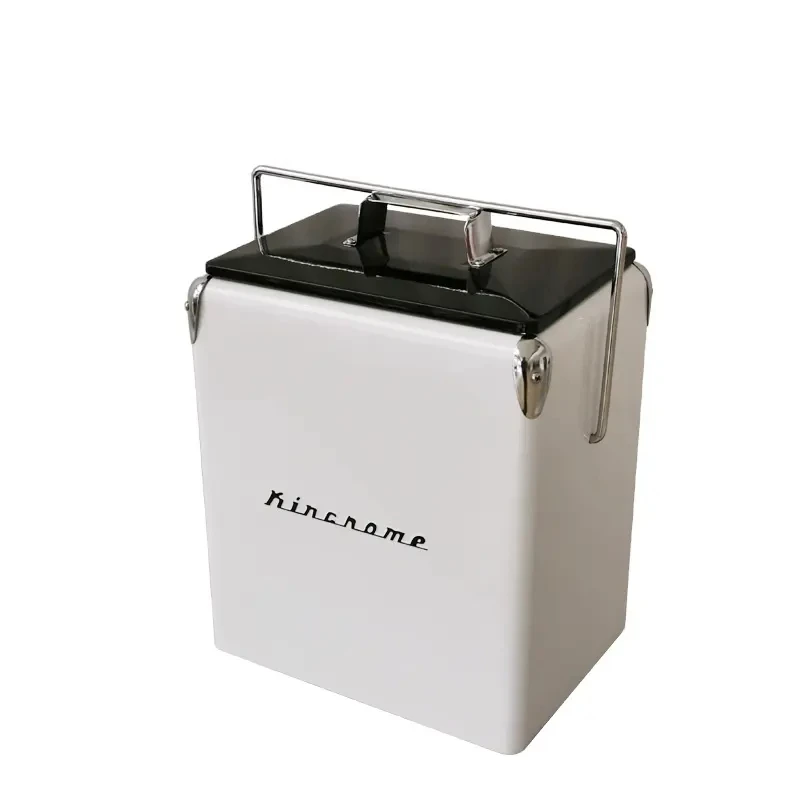 17L Black Insulated Plastic Wine Cooler Box with Metal Cover Portable Ice Chest for Food Outdoor Tents Camping Logo Pattern