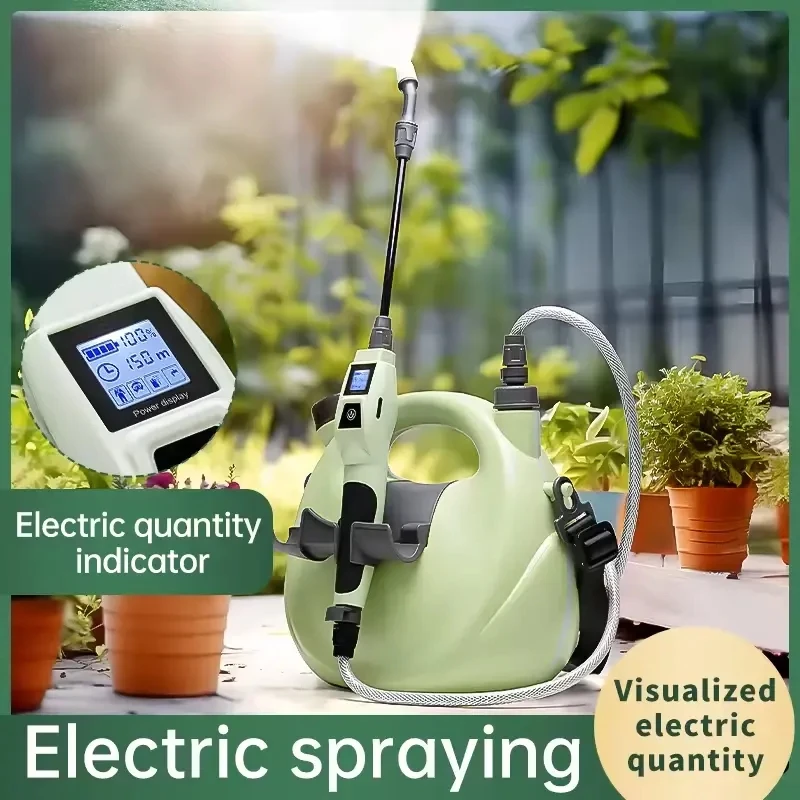 5L Electric Garden Sprayer Type C Rechargeable Battery Digital Screen Display Long Rod with Shoulder Strap for Garden Planting