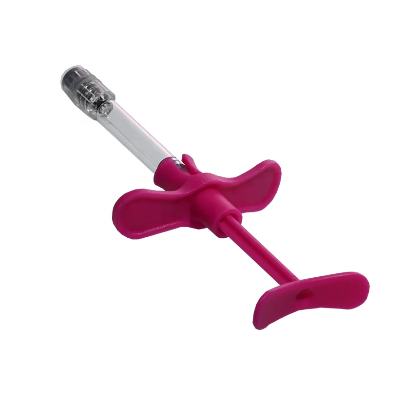 Factory price 1ml 1cc  cosmetic prefilled borosilicate glass syringes for dermal filler with plunger and backstop