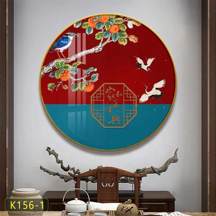 Eco-friendly 40cm round home decoration living room art canvas prints picture painting home decor luxury paintings and wall art