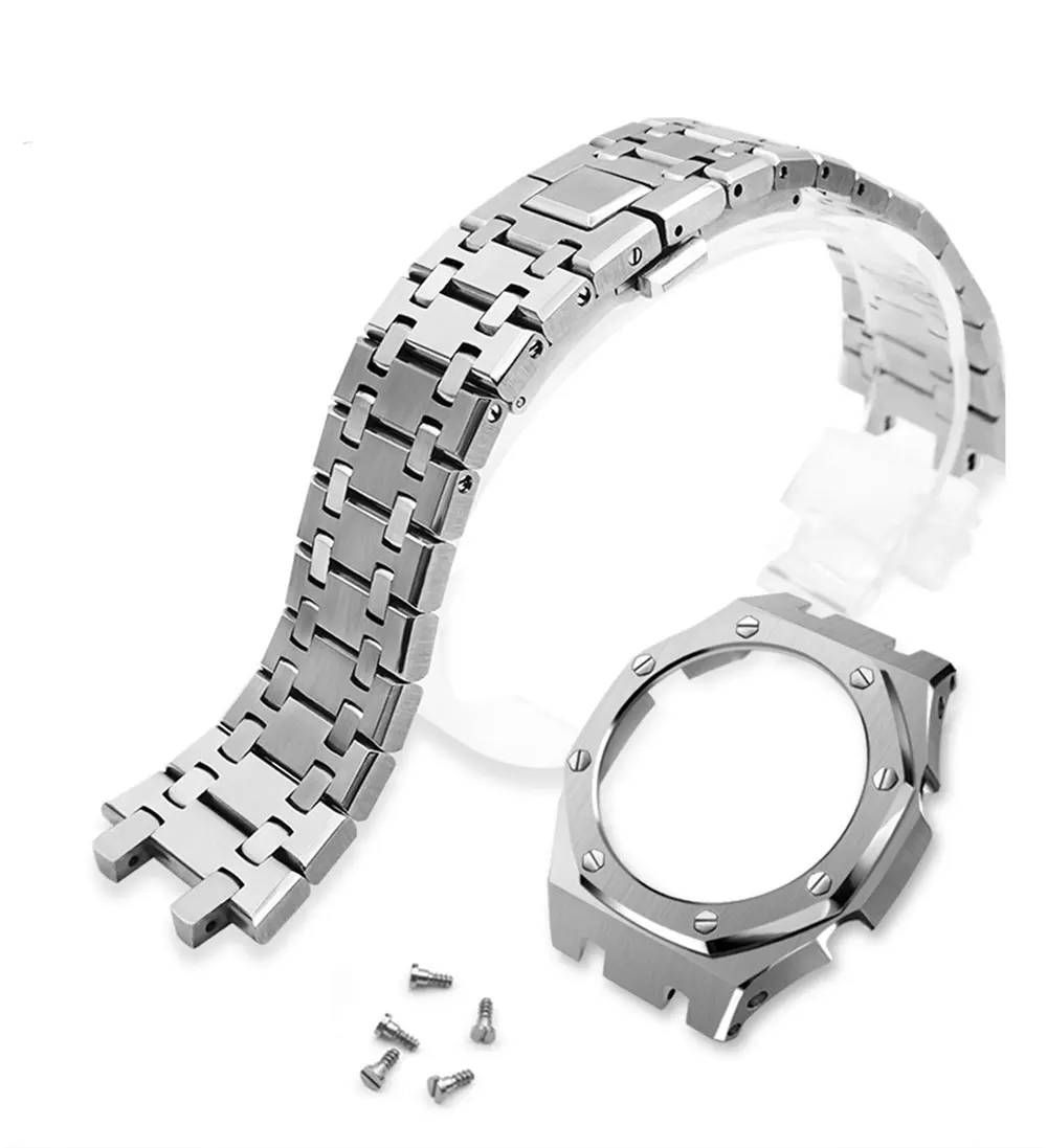 New Arrival 4rd Generation Modified Rubber Bands Stainless Steel Metal Watch Bands for Casio