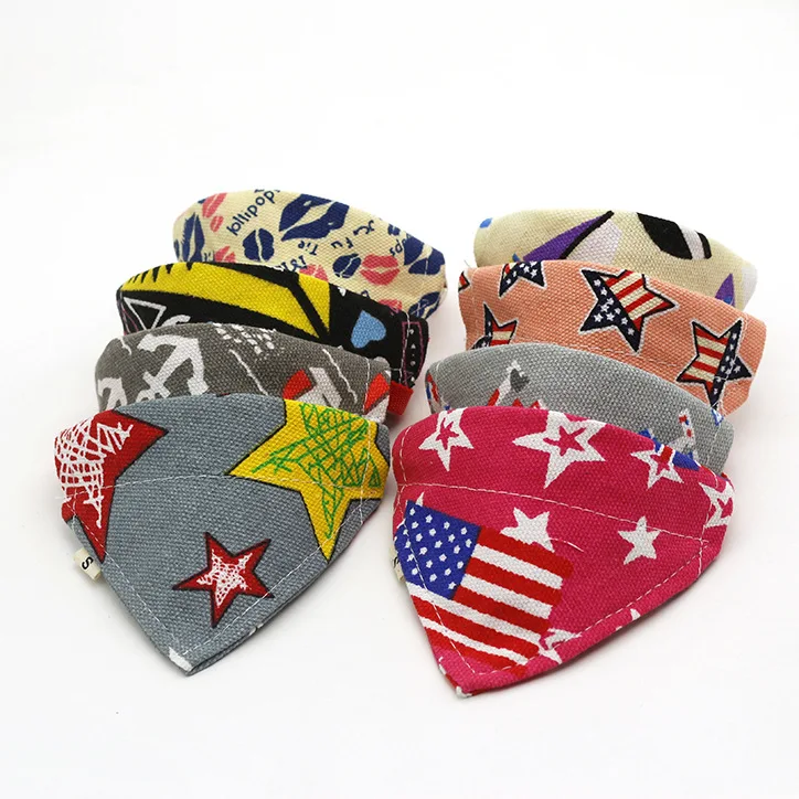 Wholesale Multiple Sizes Cotton Polyester Triangle Collar Bandana Dog Scarf Bandanas Bibs For Dogs Puppies