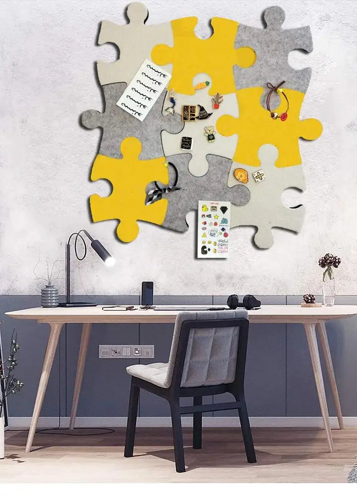 
Room notes custom colorful self adhesive puzzle shape felt eva small wall decorative stickers pin bulletin board cork board 