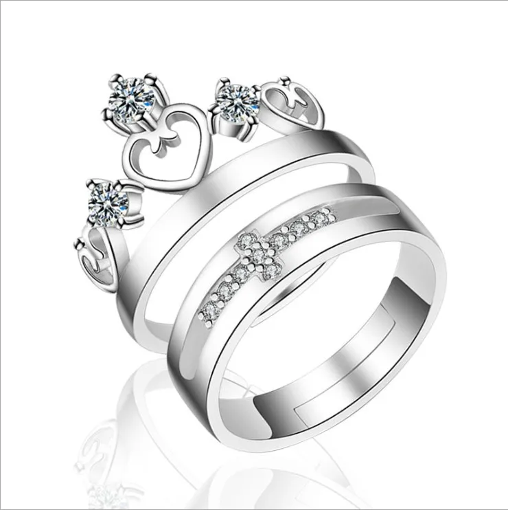 
Winstar Jewelry Platinum Color Moissanite Crowned Love Crown Water Drop Pear-Shaped Couple Proposal Ring 