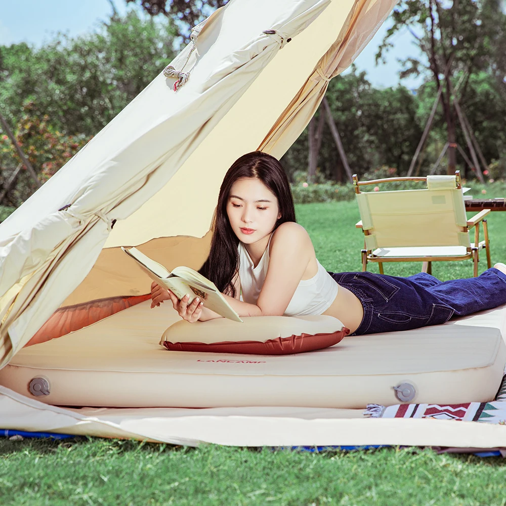 3D Shaped Ultra-Thick Self Inflating Sleeping Pad Double Foam Camping Mattress Comfortable Camping Mat for Camping Family