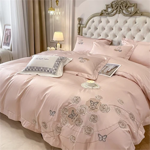 Sunny Textile High Quality Four-piece Bedding Sets All Cotton Duvet Cover Set 2023 Embroidery Bedding Set