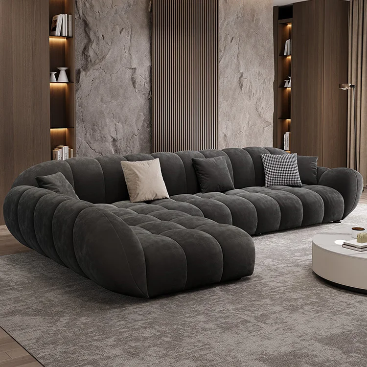 Italian minimalist petal retro sofa home living room size modern simple frosted fabric corner sofa