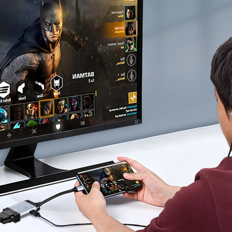 New 3 in 1 extension hub type-c to mDP DP VGA RJ45 HDM USB vide data transmission fast charge 4K 8K HD quality PD with cable