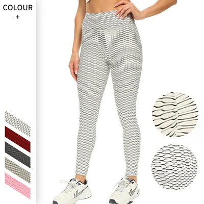 
honey comb fashion bubble scrunch tight pants party anti cellulite workout bum leggings for women 