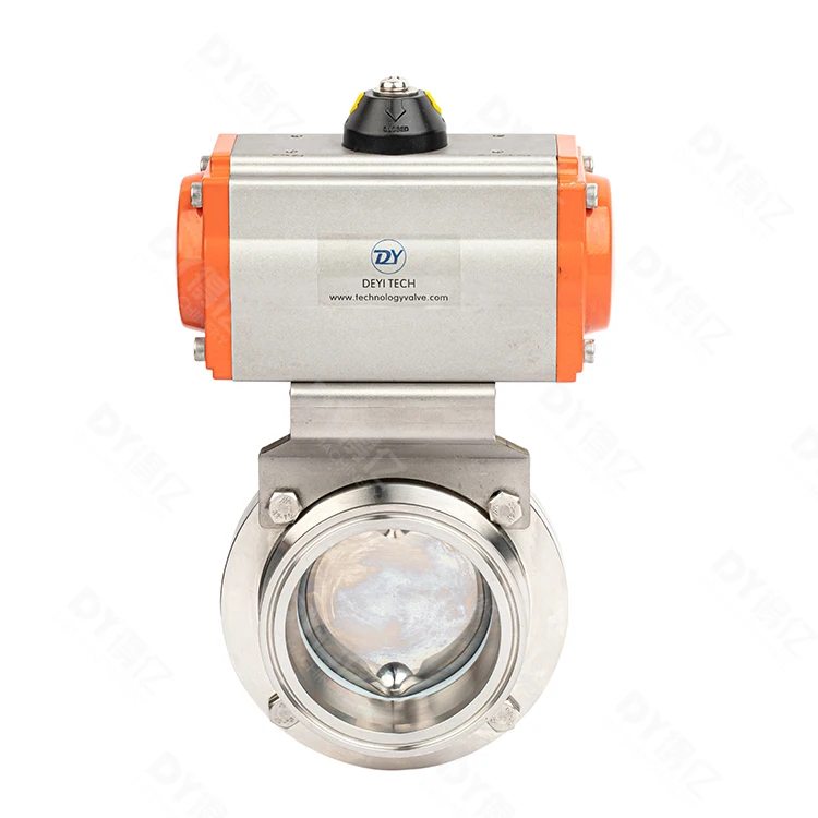 Hygienic Grade 51mm Stainless Steel Pneumatic Actuator Triclamp Butterfly Valve with PTFE seal