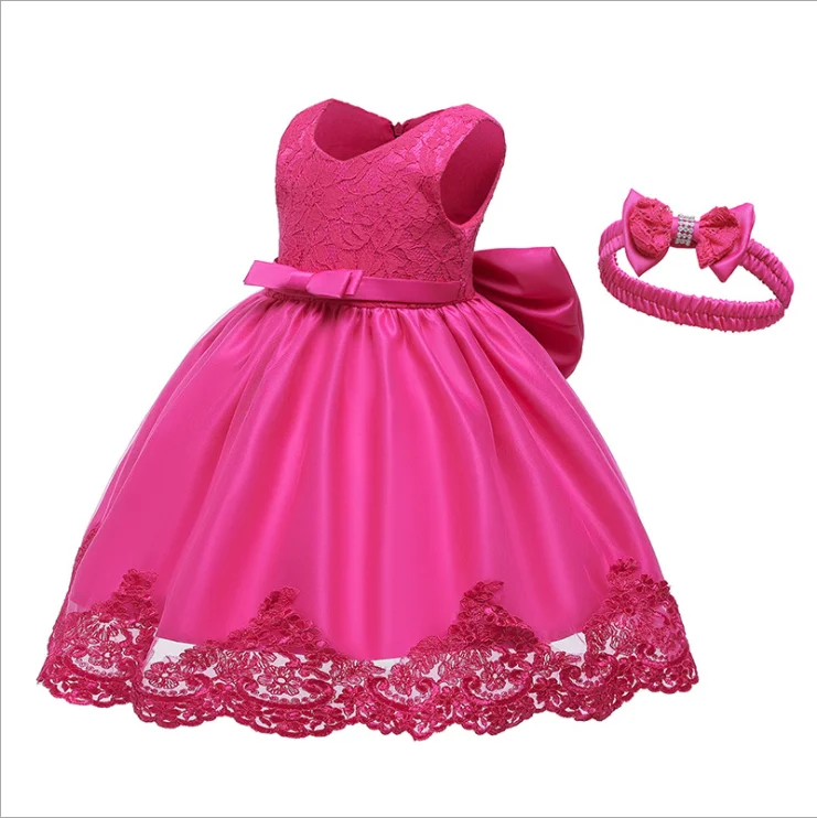 D0109  High Quality Kid Frock Design Pattern Lace Flower Girl Ball Gown Kid Birthday Party Dress Wholesale
